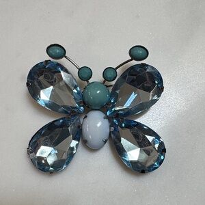 Stanley Blue turquoise and Silver Gemstone Butterfly Brooch
